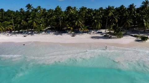 Saona island Beach right to left aerial view Video stock 59556118