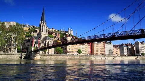Saone in Lyon Stock Footage 132053084