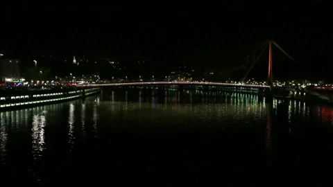 The Saône by night Video stock 138234287