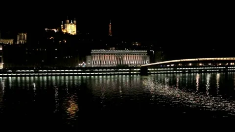 The Saône at night Video stock 138252129