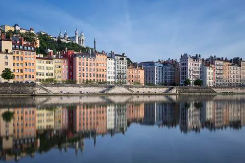 Saone river and reflection Stock Photos