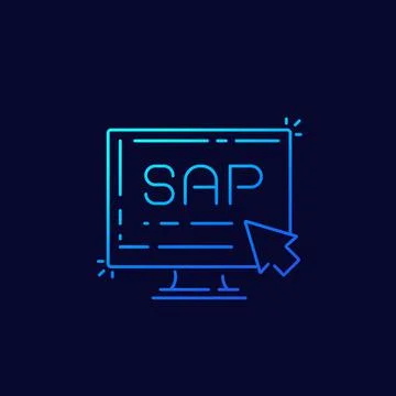 SAP, business planning software icon, linear design Stock Illustration