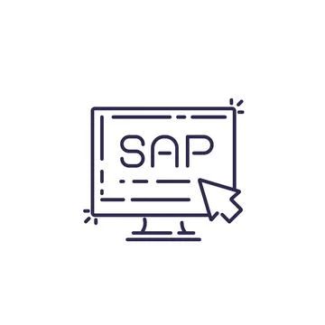 SAP, business planning software icon, vector line design Stock Illustration