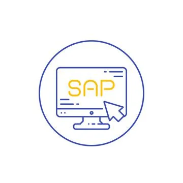 SAP, business planning software vector line icon Stock Illustration