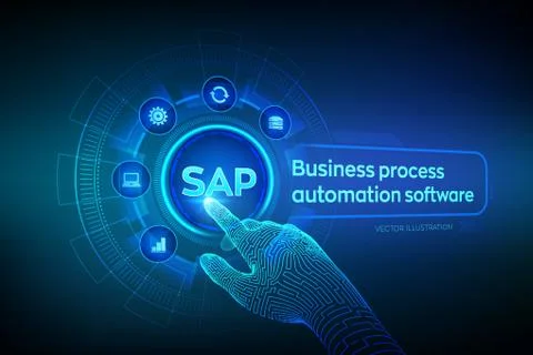 SAP Business process automation software. ERP enterprise resources planning s Stock Illustration
