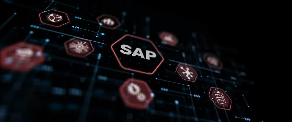 SAP - Business process automation software and management software. Icon on Stock Illustration