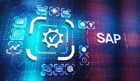 SAP - Business process automation software. ERP enterprise resources planning Stock Illustration