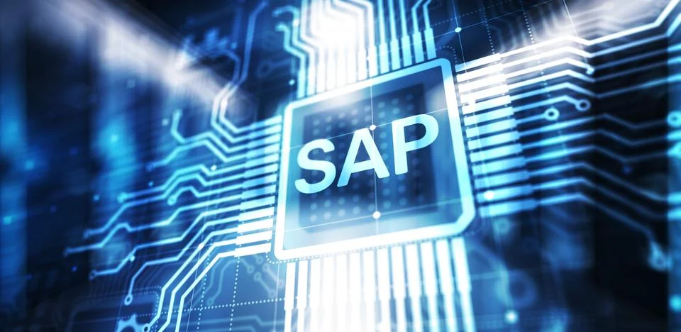 SAP - Business process automation software. ERP enterprise resources planning Stock Illustration