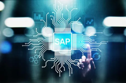 SAP - Business process automation software. ERP enterprise resources planning Stock Photos