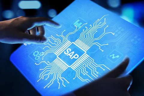 SAP - Business process automation software. ERP enterprise resources planning 写真素材
