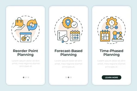 SAP consumption based planning onboarding mobile app screen Illustrazione stock