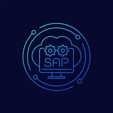 SAP icon with a cloud, linear design Stock Illustration