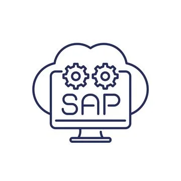 SAP line icon with a cloud Stock Illustration
