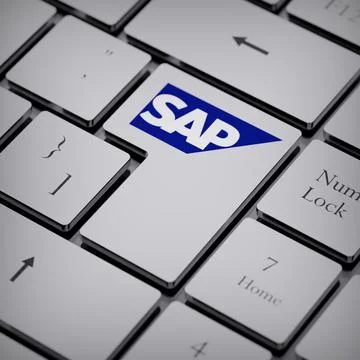 SAP logo notebook keycap 3d illustration stock market editorial Stock Photos