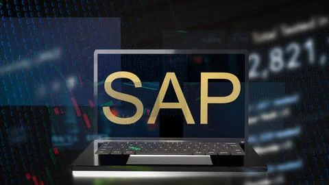 The Sap on notebook for technology concept 3d rendering. Stock Illustration