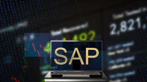 The Sap on notebook for technology concept 3d rendering. Stock Illustration