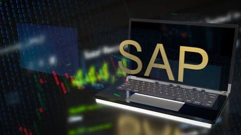 The Sap on notebook for technology concept 3d rendering. Stockfoto's