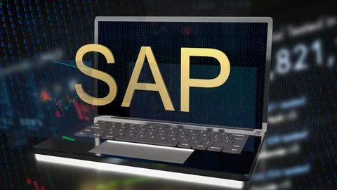The Sap on notebook for technology concept 3d rendering. Stock Photos