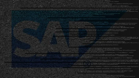 SAP SE logo made of source code on computer screen. Editorial loopable animation Stock Footage 92040146