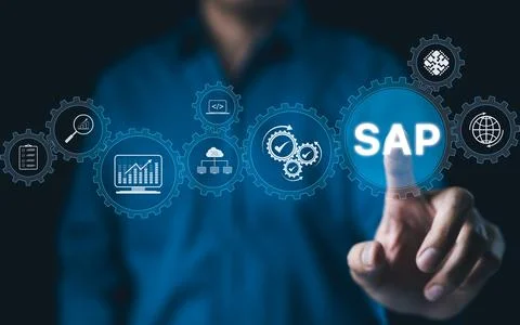 SAP system and business process automation concept. Stock Photos