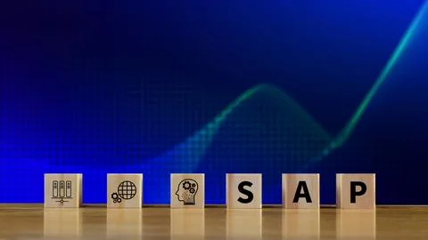 SAP system concept, SAP System Application Products, Wooden blocks with SAP.. 写真素材