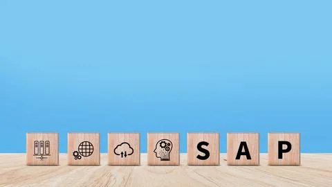 SAP system concept, SAP System Application Products, Wooden blocks with SAP.. Stock Photos