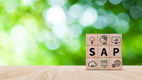SAP system concept, SAP System Application Products, Wooden blocks with SAP.. Stock Photos