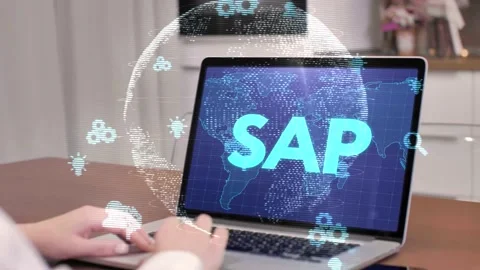 SAP System Software Automation concept on virtual screen data center. Busines Stock Footage 147663843