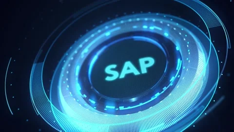 SAP System Software Automation concept on virtual screen data center. Busines Vídeo Stock 195164232