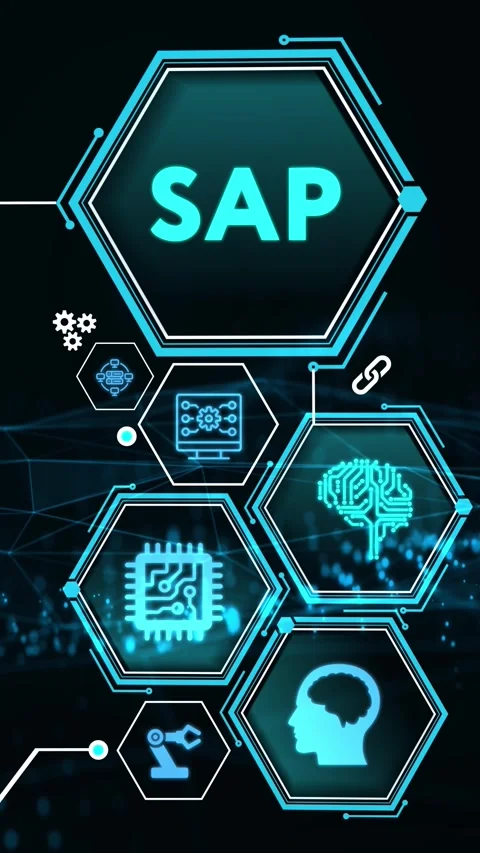 SAP System Software Automation concept on virtual screen data center. Busin.. Stock Footage 280963988