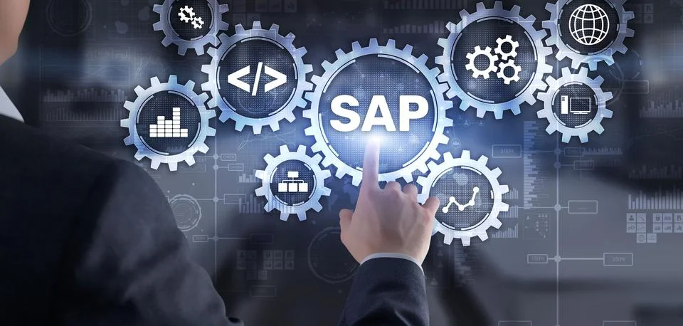 SAP System Software Automation concept on virtual screen Foto stock