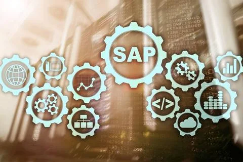 SAP System Software Automation concept on virtual screen data center SAP S... Stockfoto's
