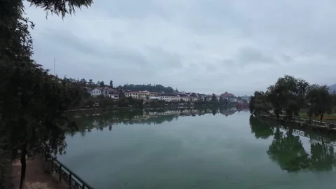 Sapa lake on a cool and cloudy morning Видео 295032074
