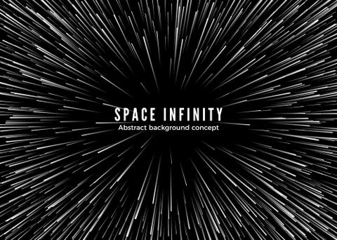 Sapce infinity. Abstract background motion in cosmos. Travel in spase with su Stock Illustration