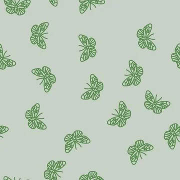 Sapho longwing insect line seamless pattern Stock Illustration
