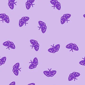 Sapho longwing insect line vector seamless pattern Stock Illustration