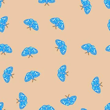 Sapho longwing insect vector seamless pattern Stock Illustration