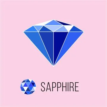 Sapphire flat icon with top view. Rich luxury symbol. Vector illustration Stock Illustration