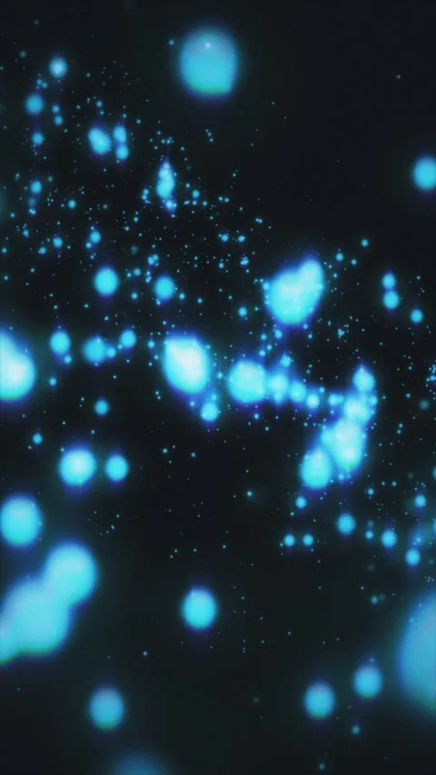 Sapphire lights shimmer, float in vast dark space Vidéo 333099364