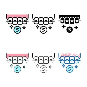 Sapphire material styleset tooth braces color icon vector Stock Illustration