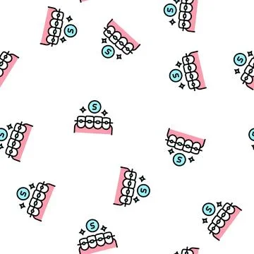 Sapphire material tooth braces vector seamless pattern Stock Illustration