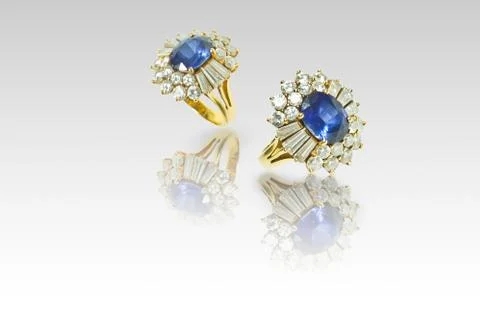 Sapphire ring isolated on white Stock Photos