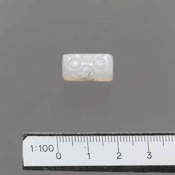 Sapphirine chalcedony rectangular prism ca. 19001600 B.C. Minoan Patterns w.. Stock Photos