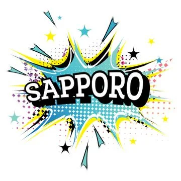 Sapporo Comic Text in Pop Art Style Isolated on White Background. Stockillustratie