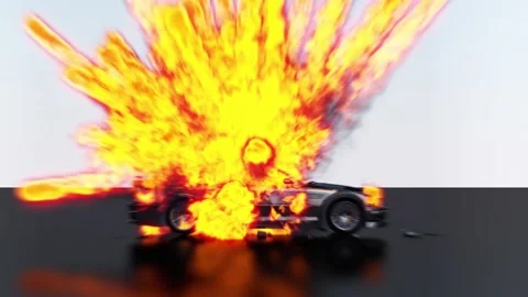 Сar explosion, burning and smoke Stock Footage 154099440