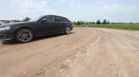 Сar rides on the sandy road Vídeo Stock 47046773