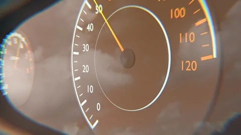 Сar speedometer and tachometer. Fast accelerating car. Sport auto. Supercar. Stock Footage 250123419