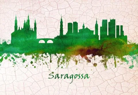Saragossa Spain skyline Stock Illustration