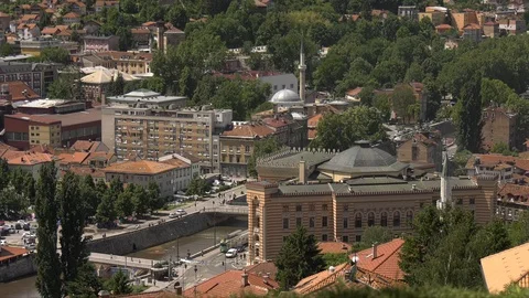 Sarajevo City Hall Stock Footage