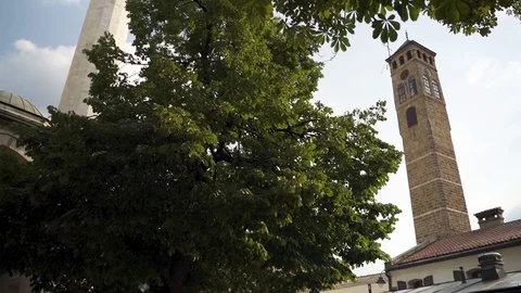 Sarajevo clock tower mosque, Bosnia Vídeos de archivo 123746755